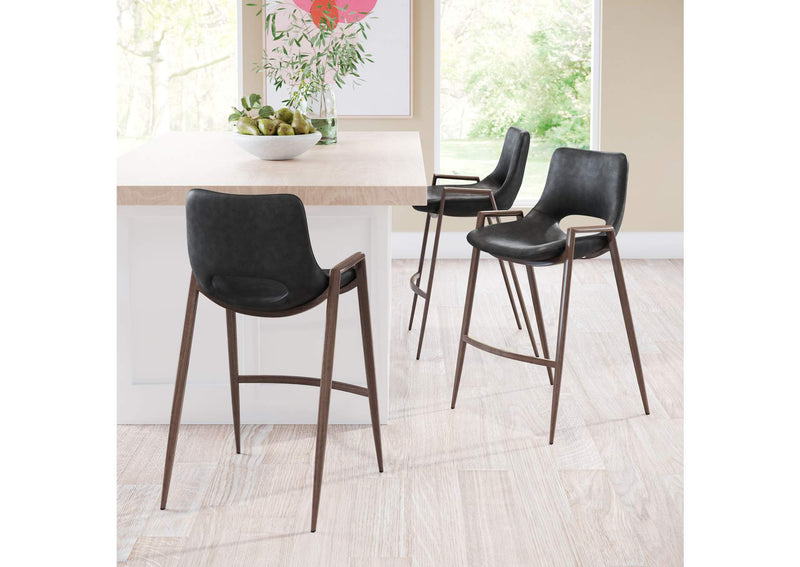 101691 Desi Counter Stool (Set Of 2) Black & Walnut