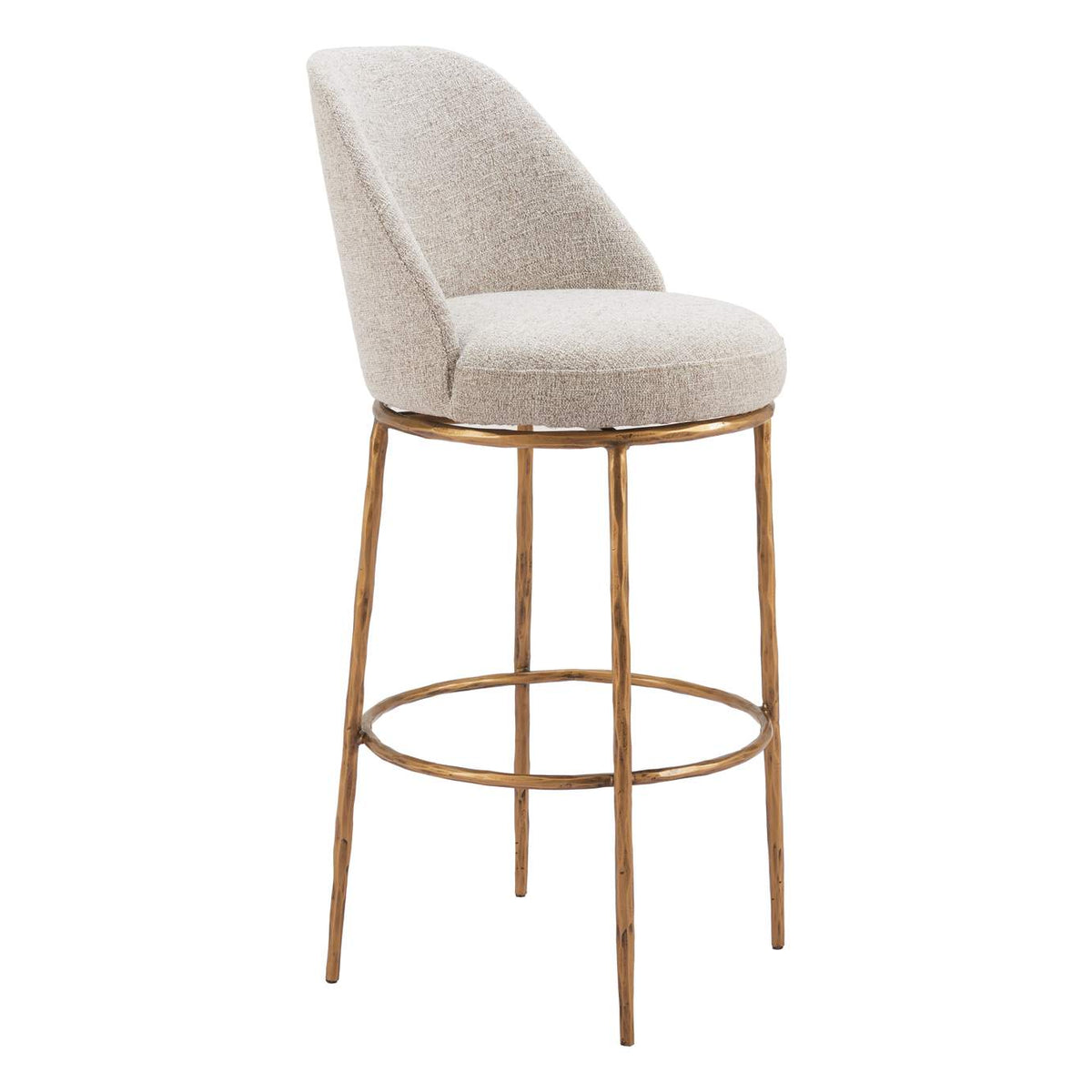 110271 Nordhavn Swivel Barstool Beige & Gold