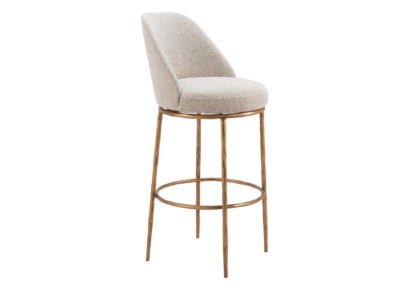 110271 Nordhavn Swivel Barstool Beige & Gold