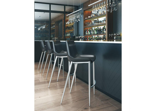101276 Magnus Barstool (Set Of 2) Black & Silver
