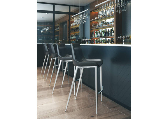 101276 Magnus Barstool (Set Of 2) Black & Silver