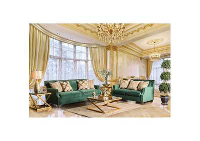 Verdante Emerald Green Sofa and Loveseat Set w/Pillows