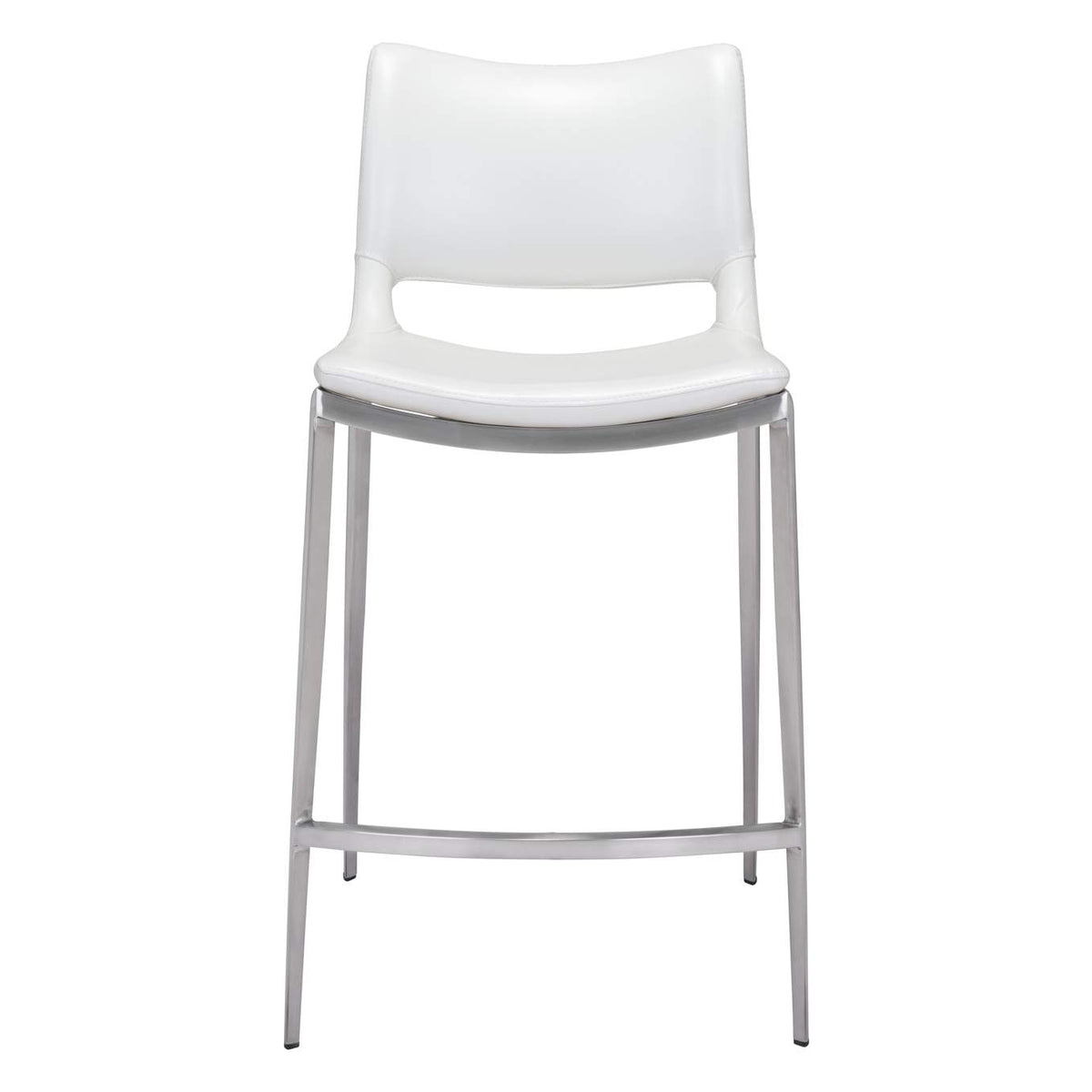 101390 Ace Counter Stool (Set Of 2) White & Silver