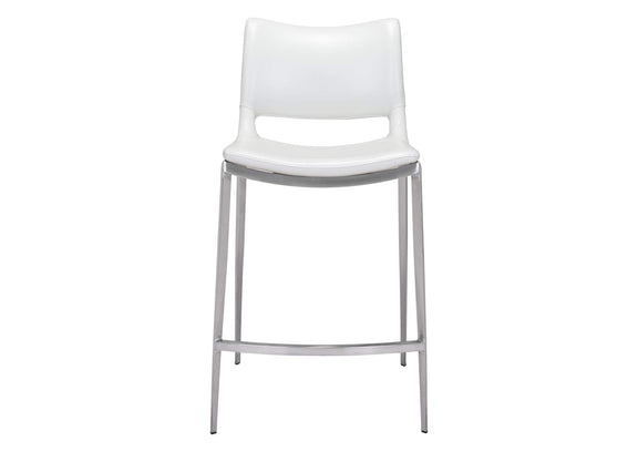 101390 Ace Counter Stool (Set Of 2) White & Silver