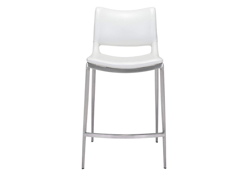 101390 Ace Counter Stool (Set Of 2) White & Silver