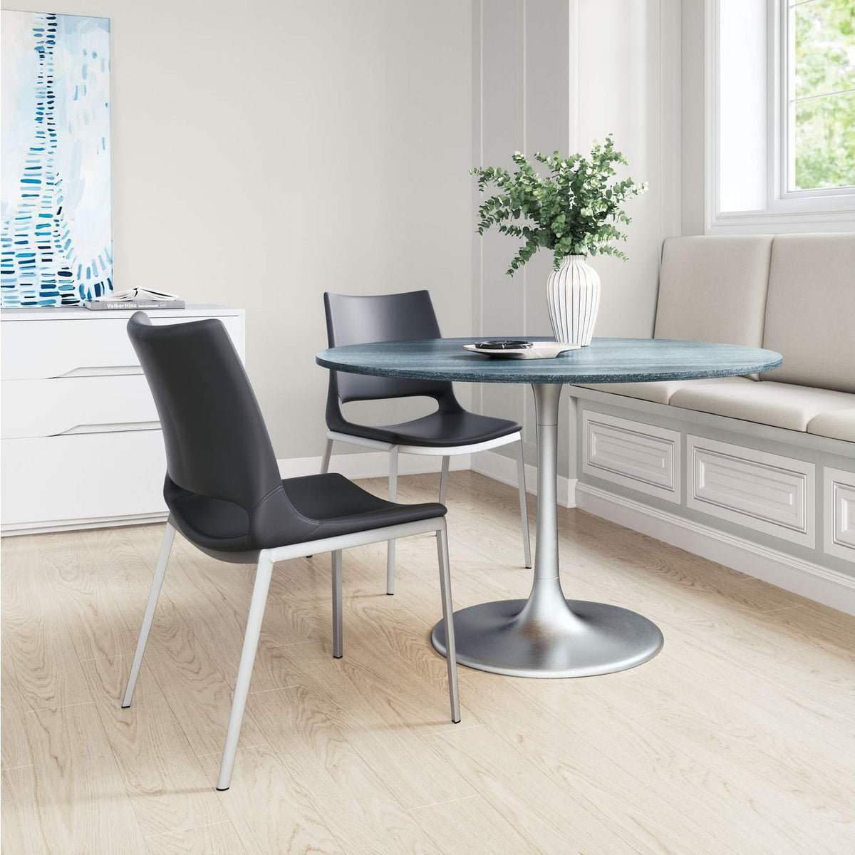 101280 Ace Dining Chair (Set Of 2) Black & Silver