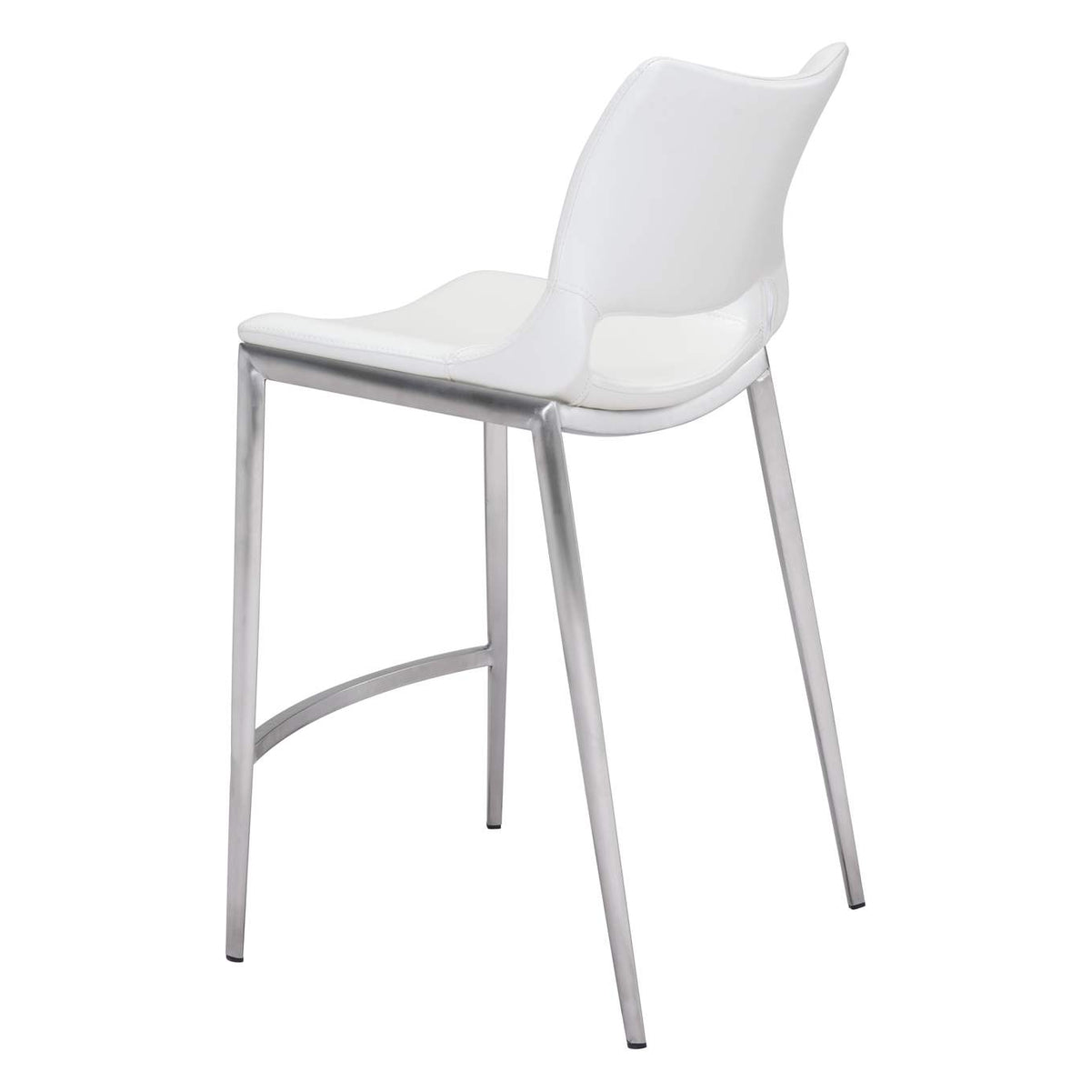 101390 Ace Counter Stool (Set Of 2) White & Silver