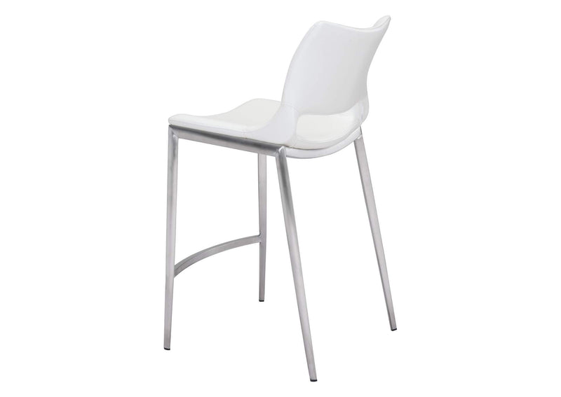 101390 Ace Counter Stool (Set Of 2) White & Silver