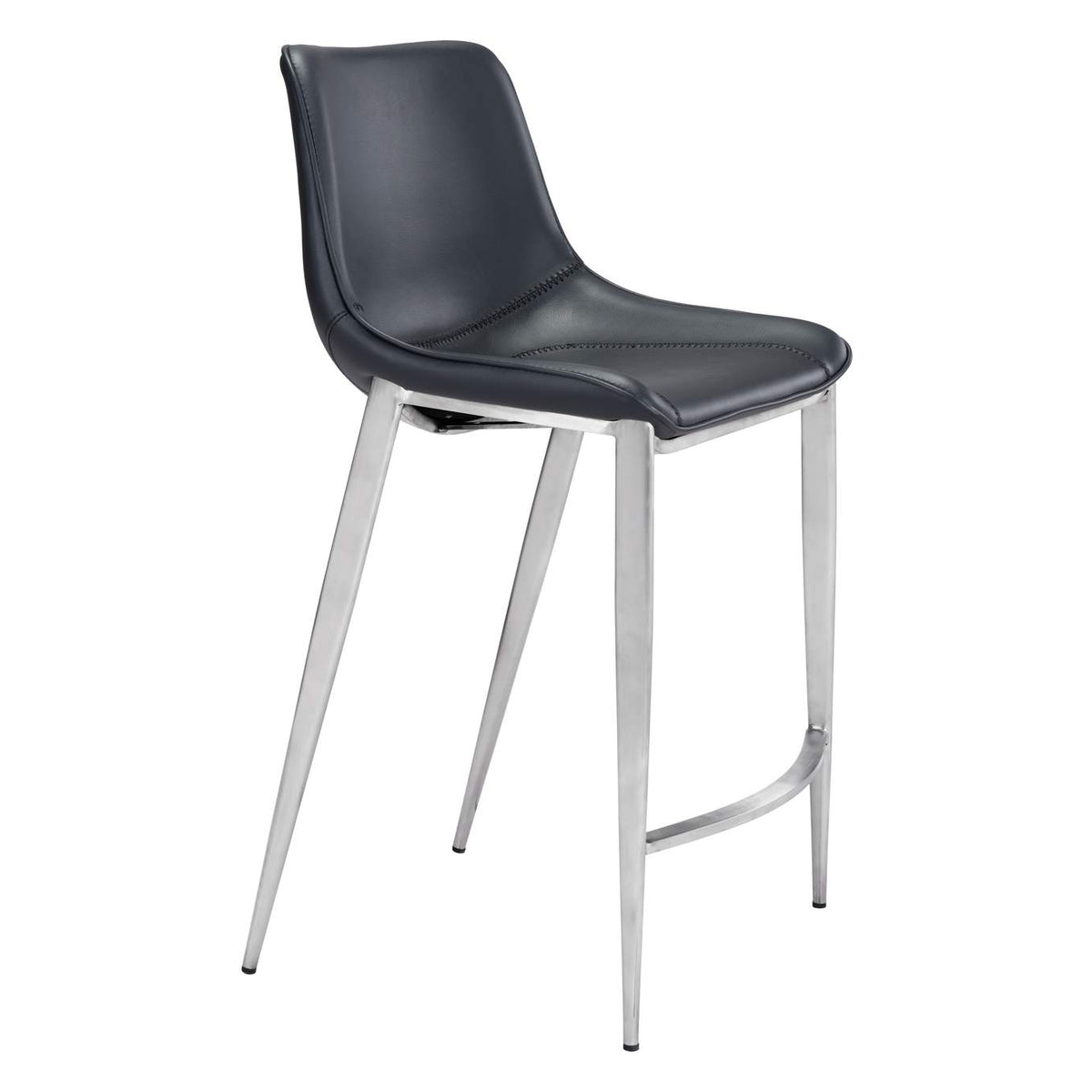101409 Magnus Counter Stool (Set Of 2) Black & Silver