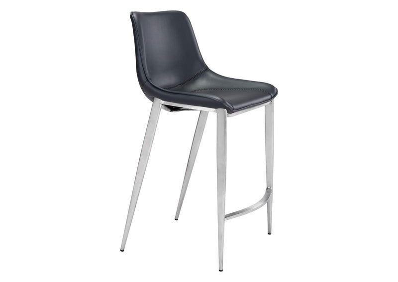 101409 Magnus Counter Stool (Set Of 2) Black & Silver