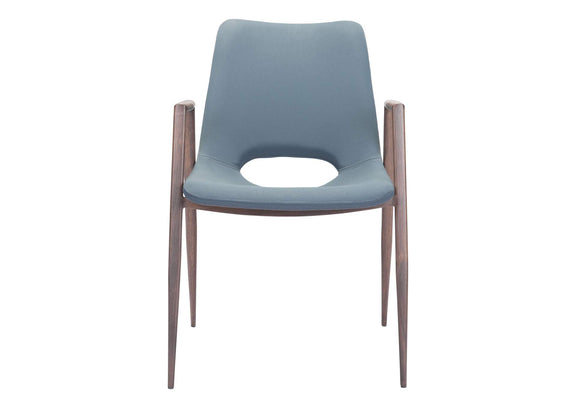 101695 Desi Dining Chair (Set Of 2) Azure Gray & Walnut