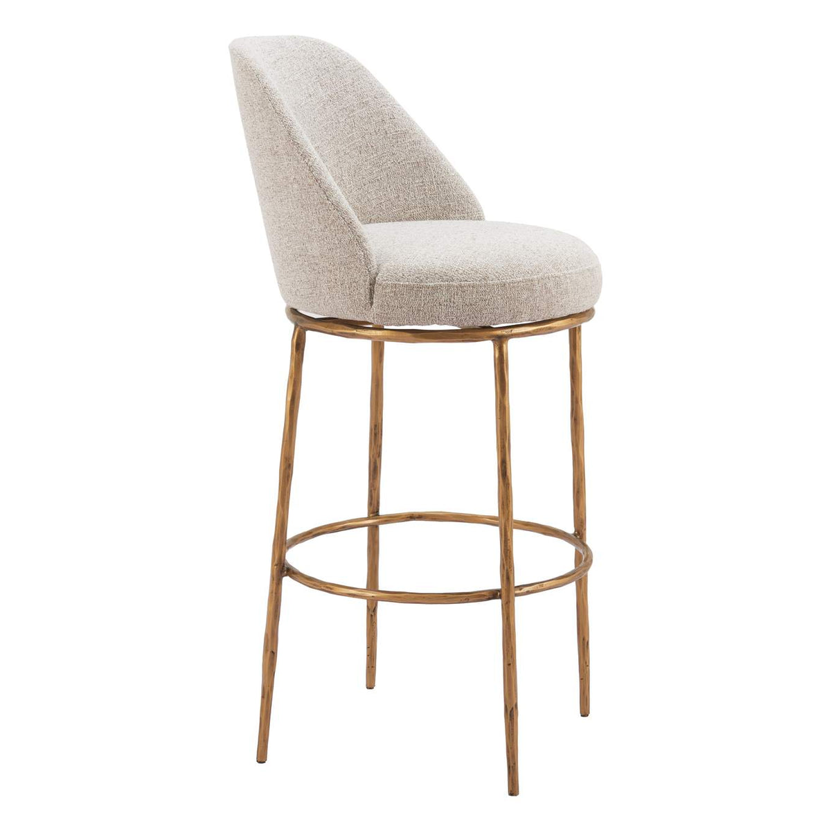 110271 Nordhavn Swivel Barstool Beige & Gold