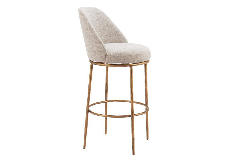 110271 Nordhavn Swivel Barstool Beige & Gold