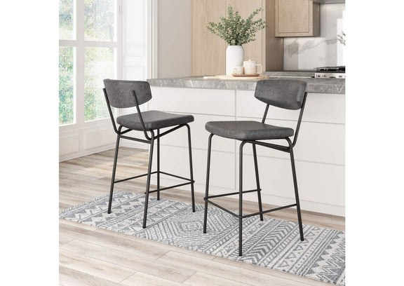 110263 Charon Counter Stool (Set Of 2) Vintage Black