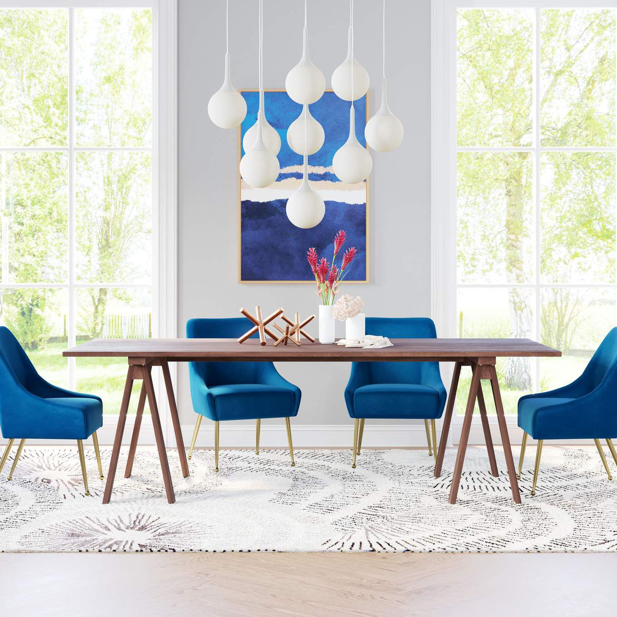 109715 Maxine Dining Chair Navy Blue & Gold