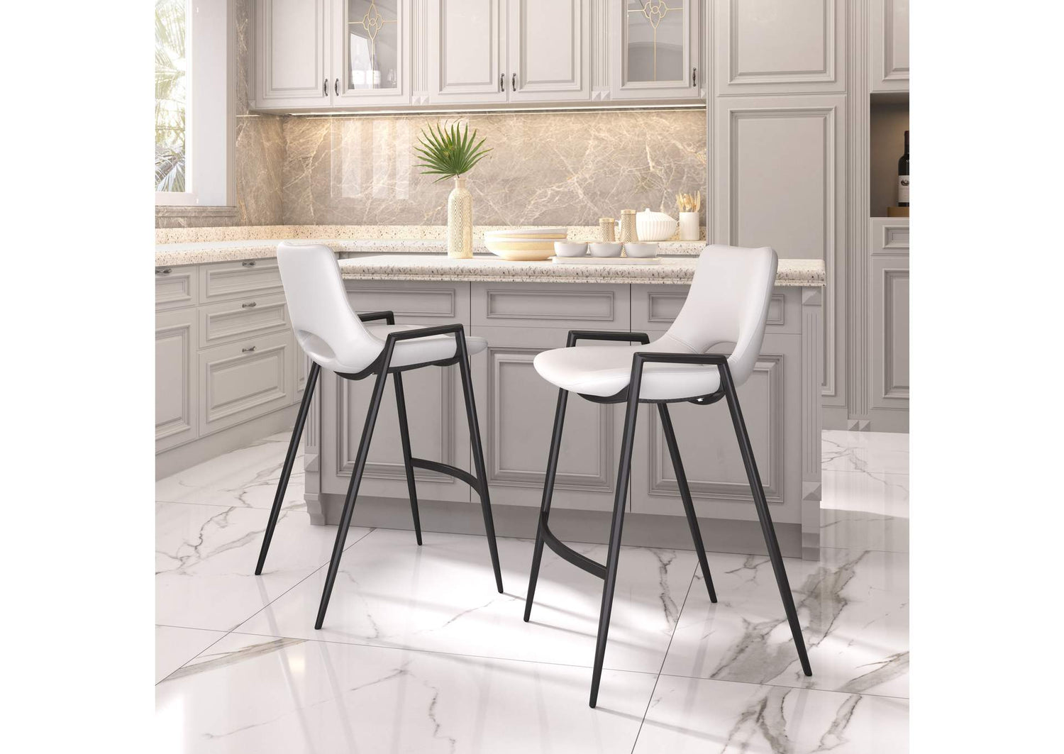 109538 Desi Counter Stool (Set Of 2) White