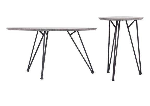 109232 Kerris Coffee Table Set (2-Piece) Gray & Black