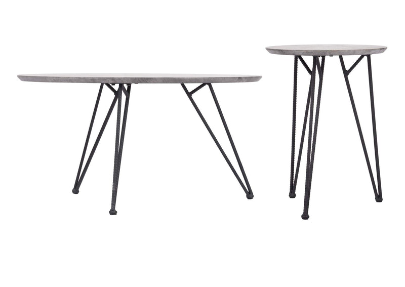 109232 Kerris Coffee Table Set (2-Piece) Gray & Black