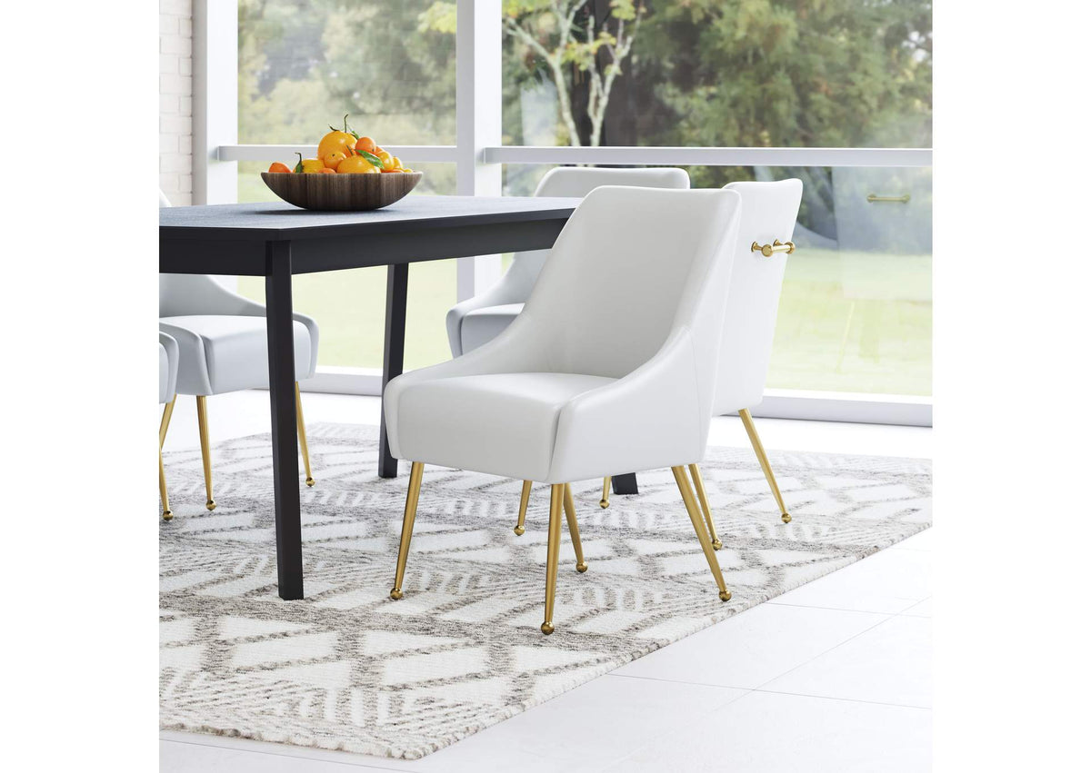 109714 Maxine Dining Chair White & Gold