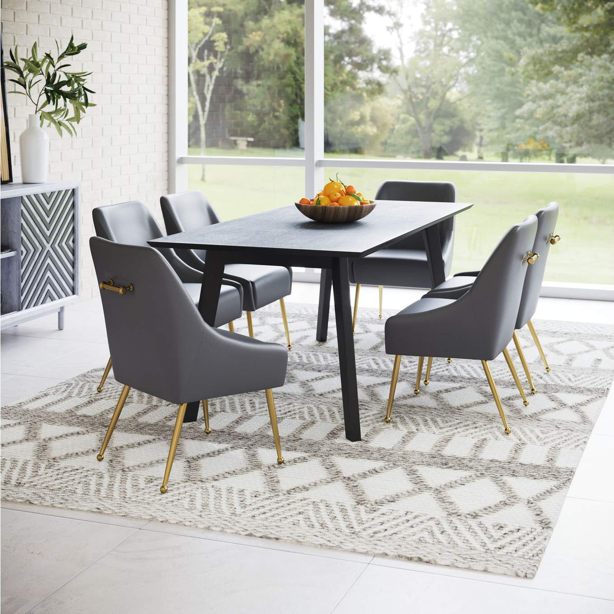 109713 Maxine Dining Chair Gray & Gold