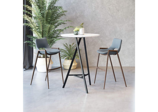 101698 Desi Barstool (Set Of 2) Azure Gray & Walnut