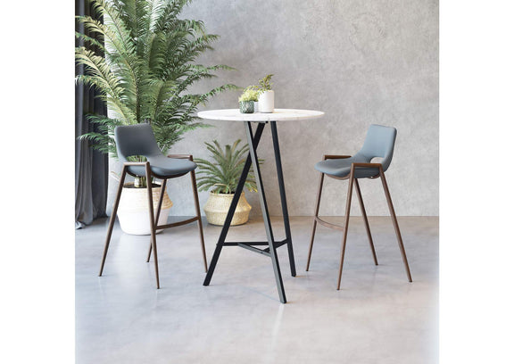 101698 Desi Barstool (Set Of 2) Azure Gray & Walnut