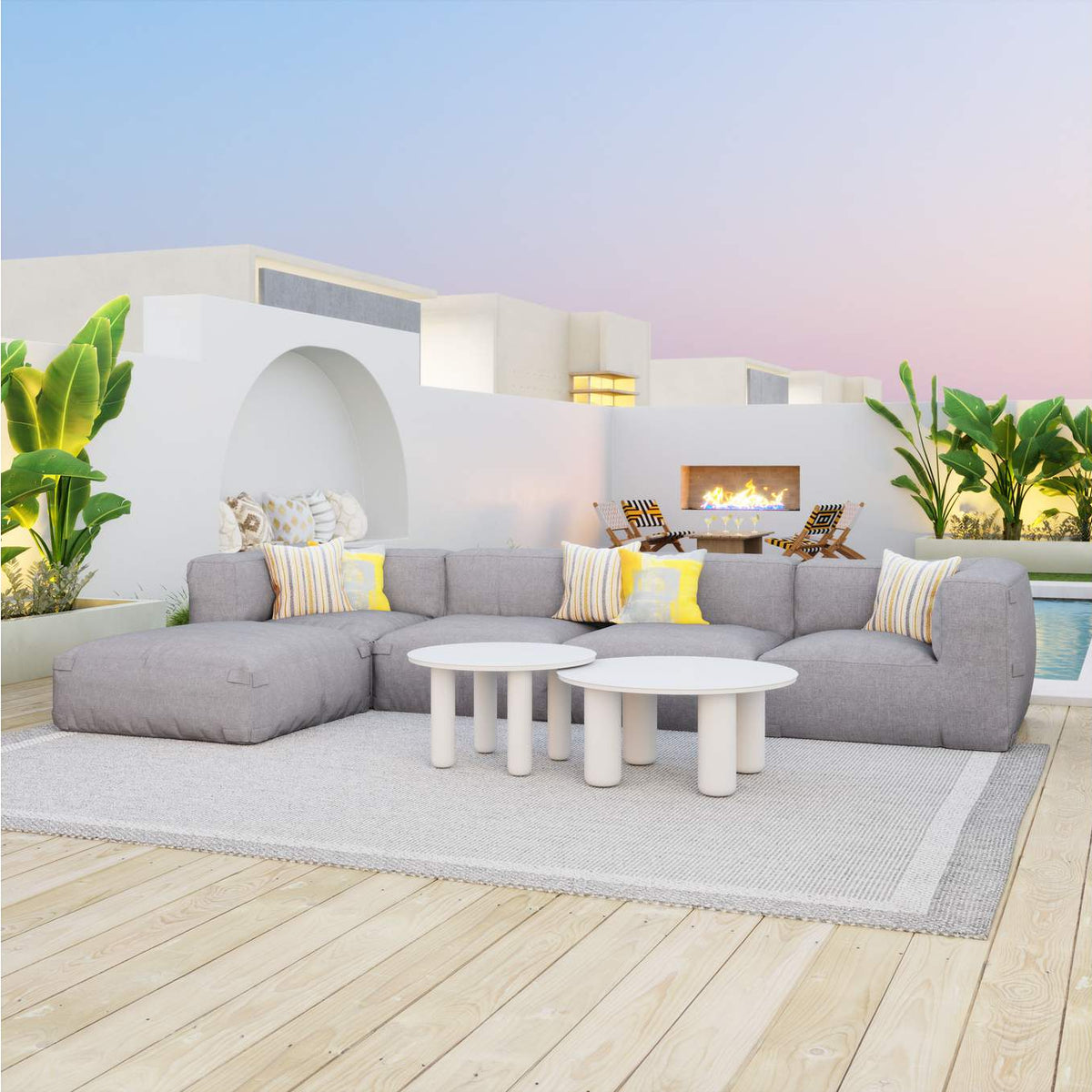 704075 Ola Outdoor Coffee Table Set (2-Piece) White