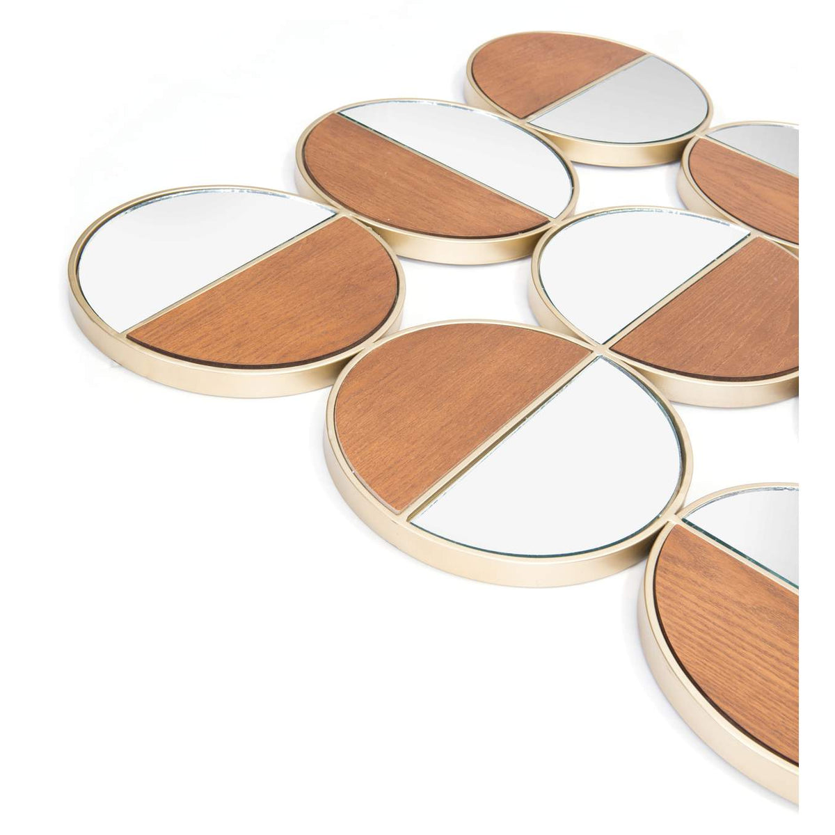 A12201 Cycle Round Mirror Gold & Walnut