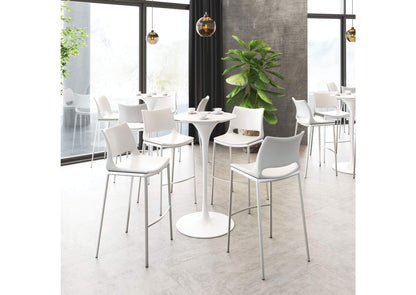 101283 Ace Barstool (Set Of 2) White & Silver