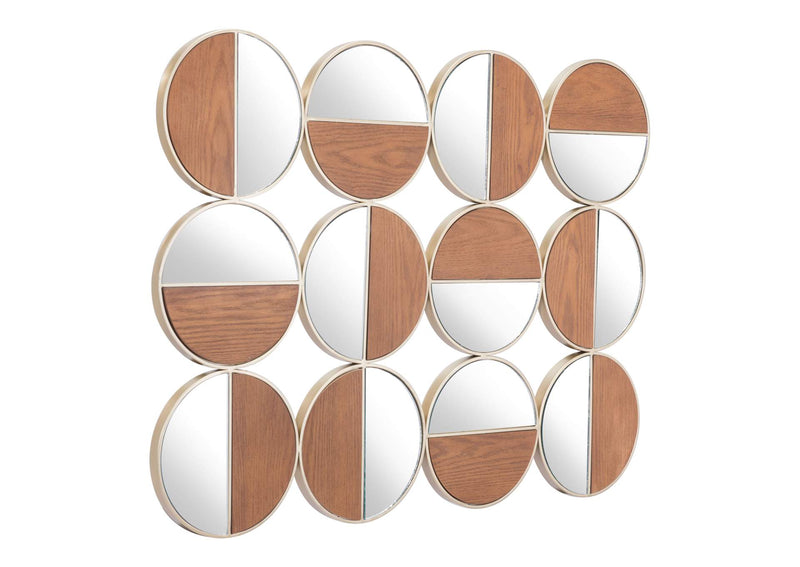 A12201 Cycle Round Mirror Gold & Walnut