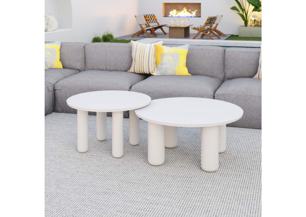704075 Ola Outdoor Coffee Table Set (2-Piece) White