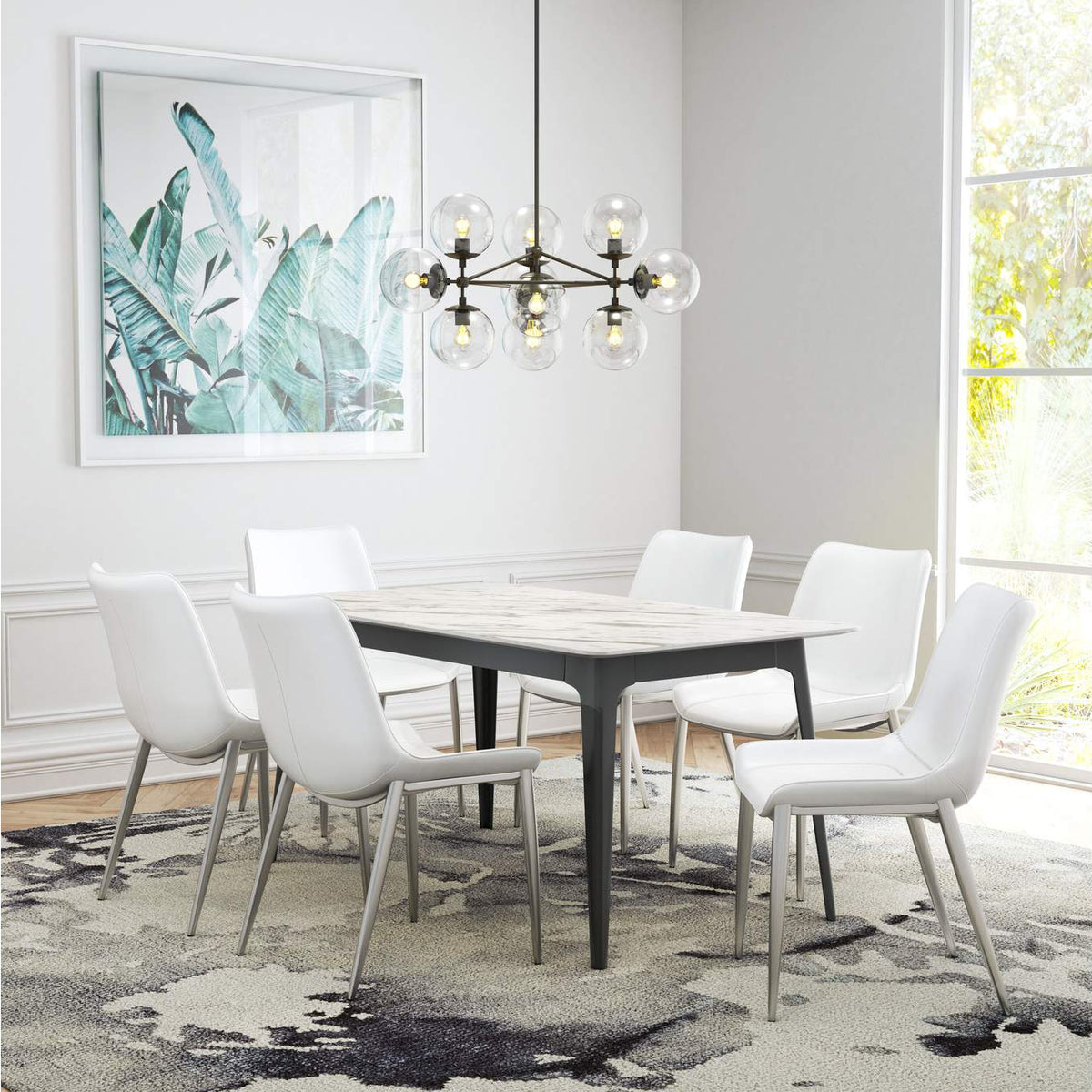 101270 Magnus Dining Chair (Set Of 2) White & Silver