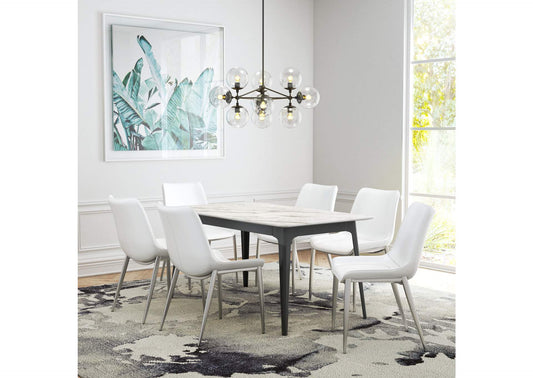 101270 Magnus Dining Chair (Set Of 2) White & Silver