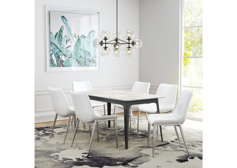 101270 Magnus Dining Chair (Set Of 2) White & Silver