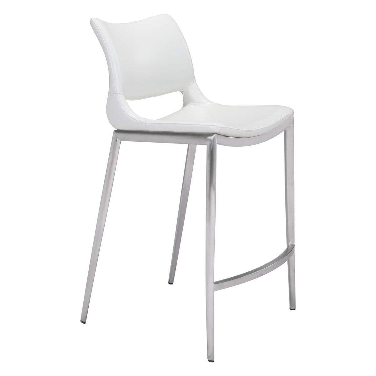 101390 Ace Counter Stool (Set Of 2) White & Silver