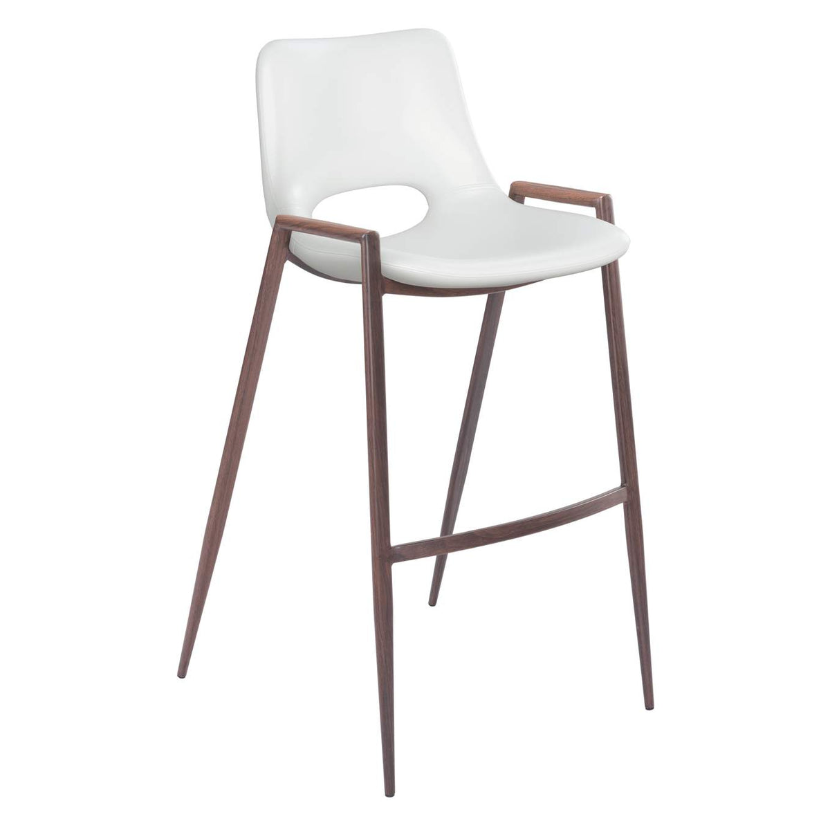 109070 Desi Barstool (Set Of 2) White & Walnut