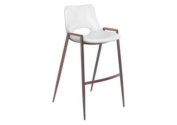109070 Desi Barstool (Set Of 2) White & Walnut