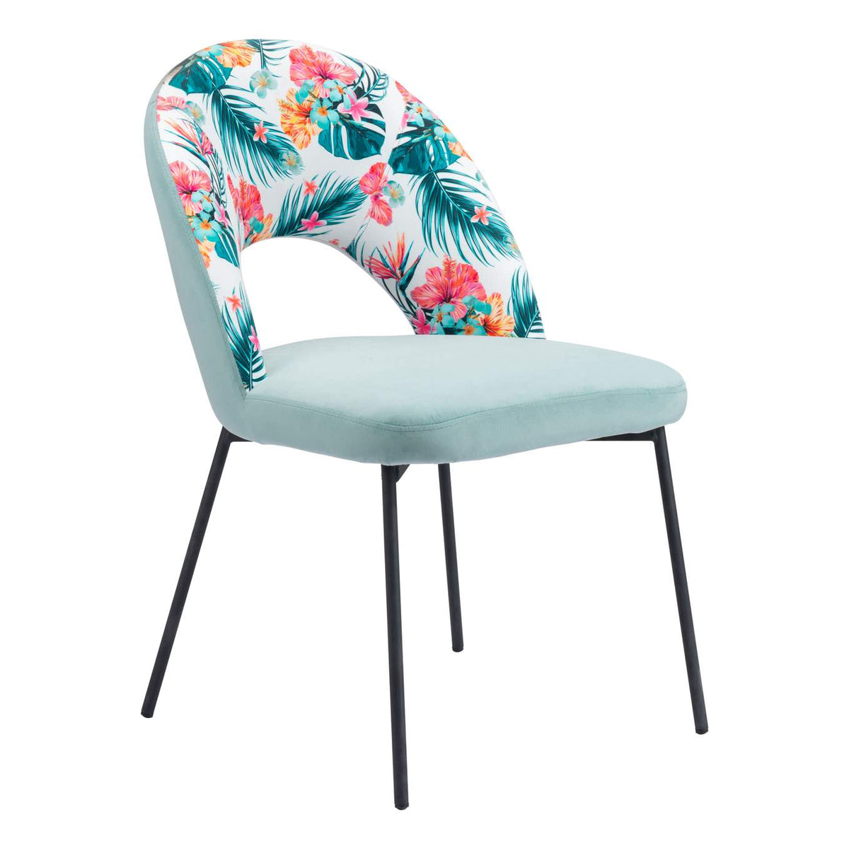 109367 Bethpage Dining Chair (Set Of 2) Multicolor Print & Green