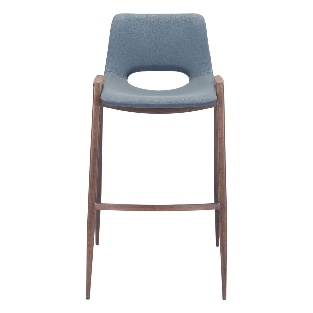 101698 Desi Barstool (Set Of 2) Azure Gray & Walnut