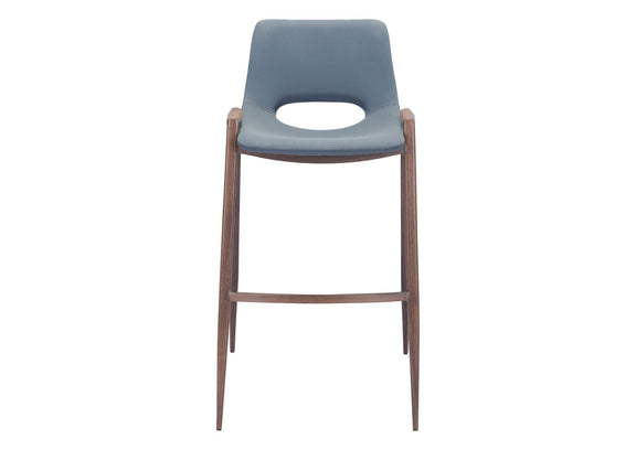 101698 Desi Barstool (Set Of 2) Azure Gray & Walnut