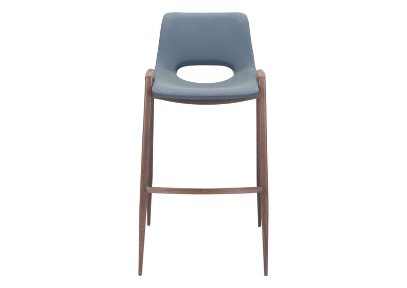 101698 Desi Barstool (Set Of 2) Azure Gray & Walnut