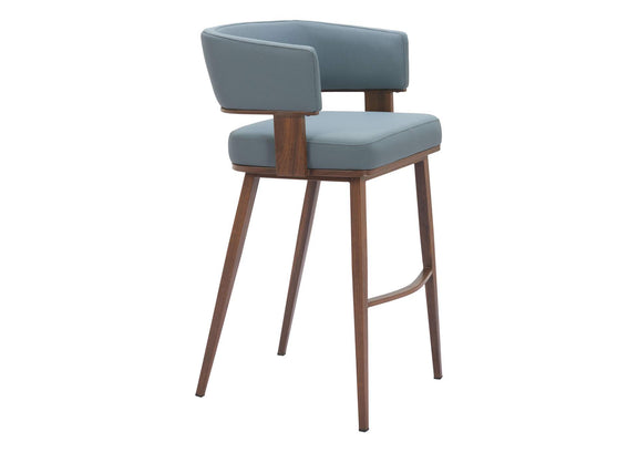 110329 Poise Barstool Azure Gray & Walnut