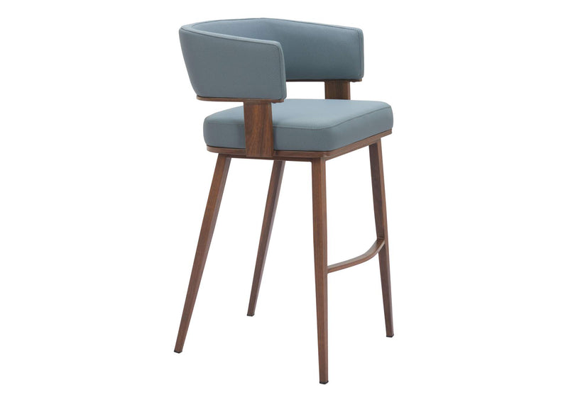 110329 Poise Barstool Azure Gray & Walnut