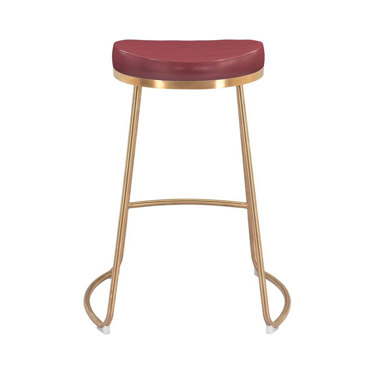 101261 Bree Counter Stool (Set Of 2) Burgundy & Gold