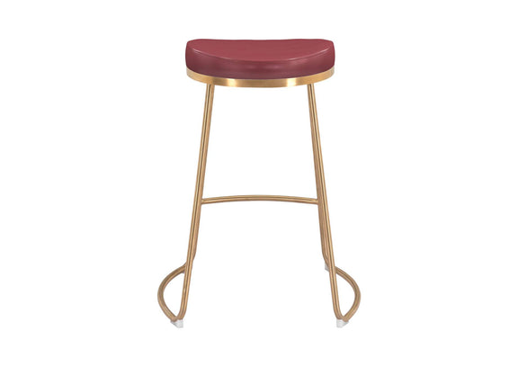 101261 Bree Counter Stool (Set Of 2) Burgundy & Gold