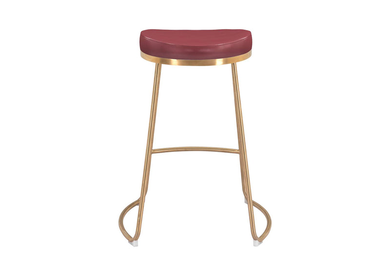 101261 Bree Counter Stool (Set Of 2) Burgundy & Gold