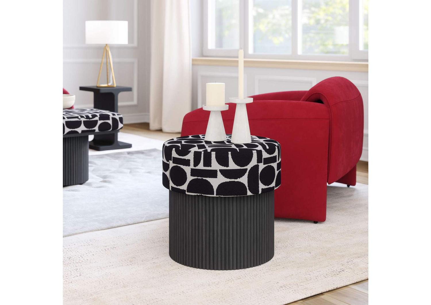 110181 Boto Storage Ottoman Black & White
