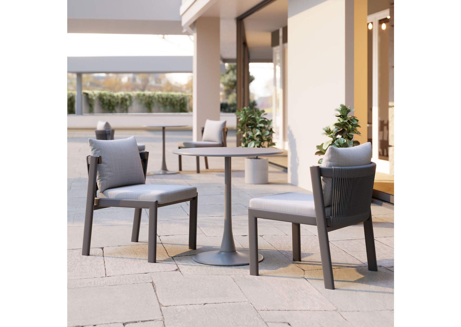 704008 Horizon Outdoor Dining Chair (Set Of 2) Gray