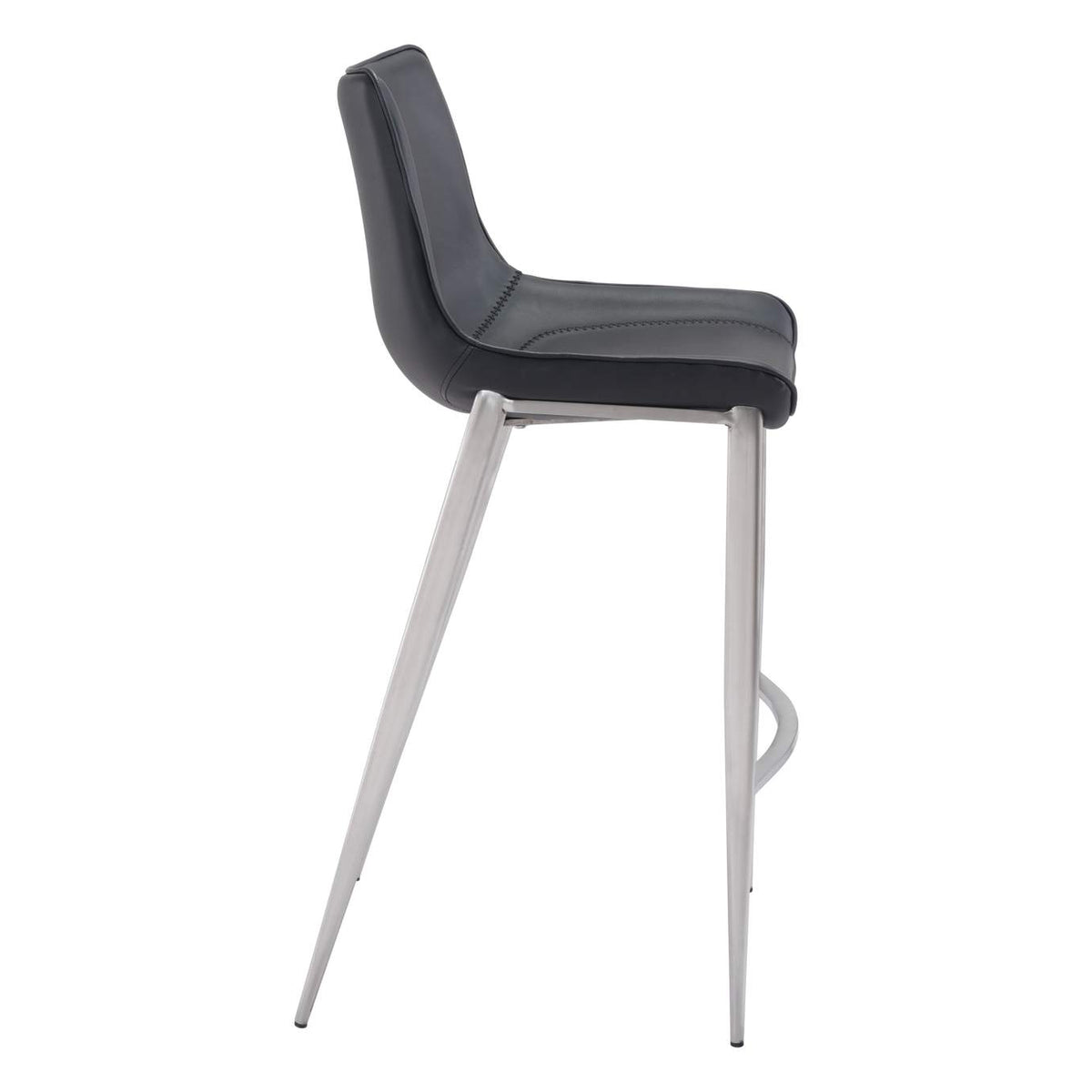 101276 Magnus Barstool (Set Of 2) Black & Silver