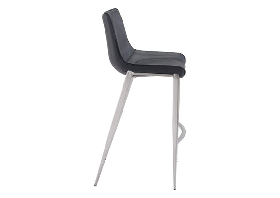 101276 Magnus Barstool (Set Of 2) Black & Silver
